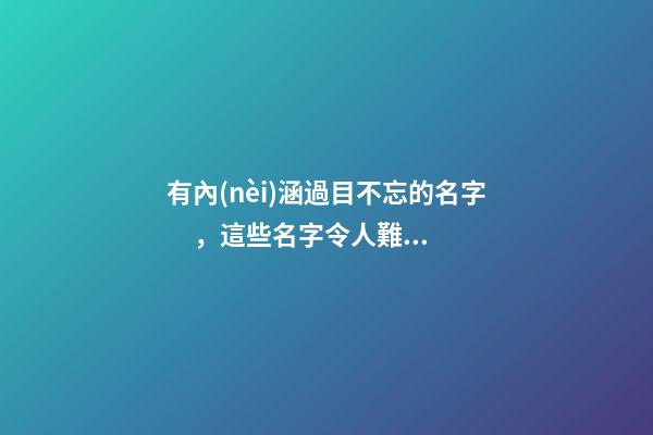 有內(nèi)涵過目不忘的名字，這些名字令人難忘（有內(nèi)涵過目不忘的名字,這些名字令人難忘的成語）